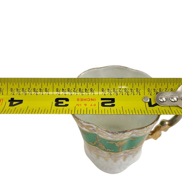 Antique Victoria Carlsbad Austria Porcelain demi tasse With Gold & Green Ornate - Picture 5 of 12